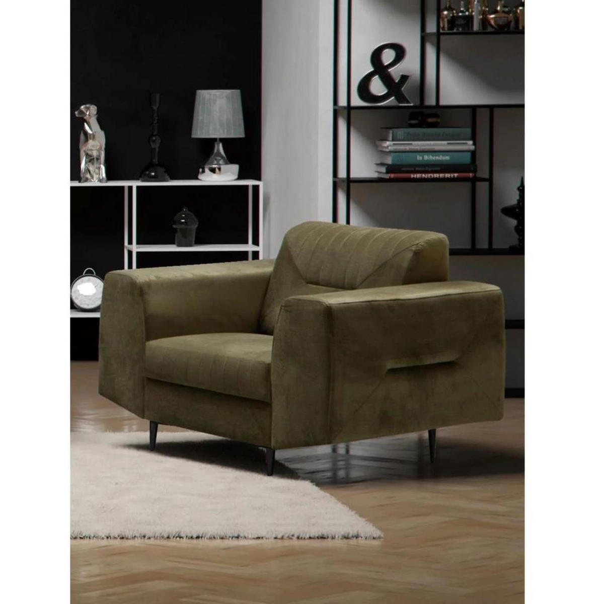 RELAXSESSEL Venezia olivgrün mit schwarzen Beinen - Schwarz/Olivgrün, Textil (112/85/94cm) - Beautysofa