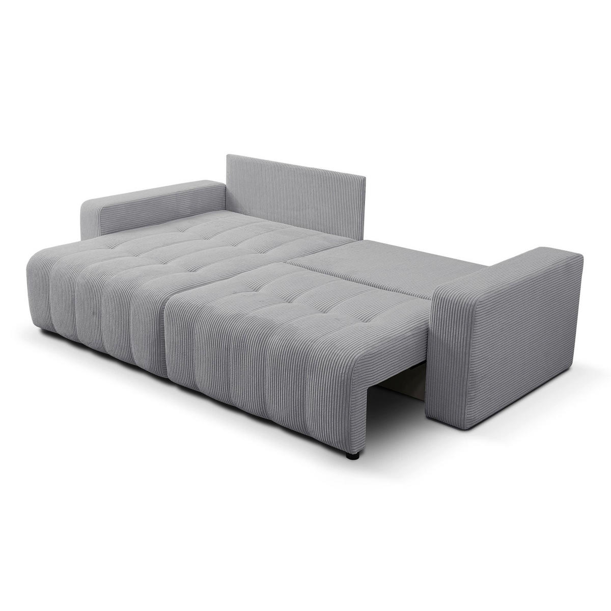 ECKSOFA Maillo Hellgrau Cord - Hellgrau/Schwarz, Kunststoff/Textil (245/143cm) - Selsey