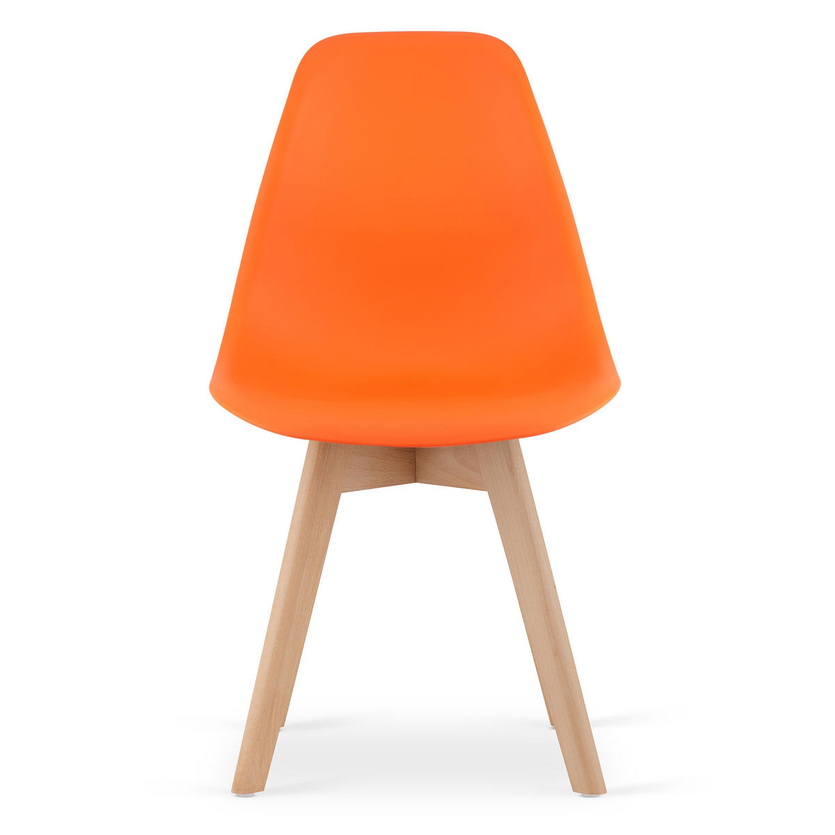ESSZIMMERSTUHL 2-er Set KITO orangefarbener Sitz, natürliche Beine - Orange/Naturfarben, Kunststoff (46/80/54.5cm) - Valora