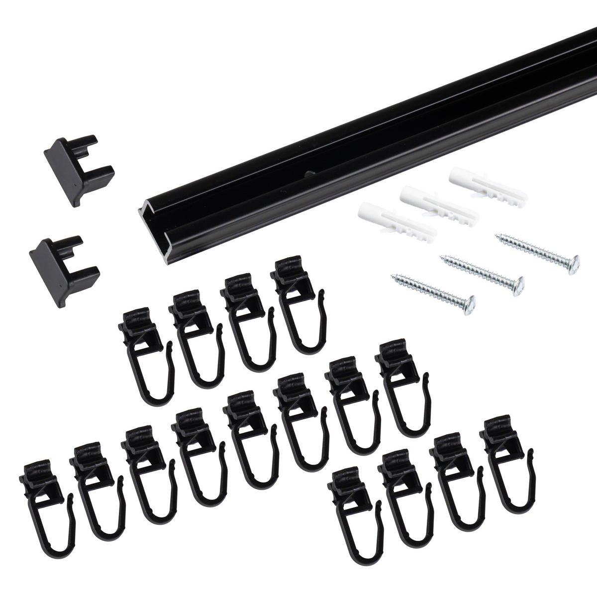 GARDINENSCHIENE RS, 1 läufig, 400 cm, schwarz - Schwarz, Metall (1.9/1.1/400cm) - SN Deco