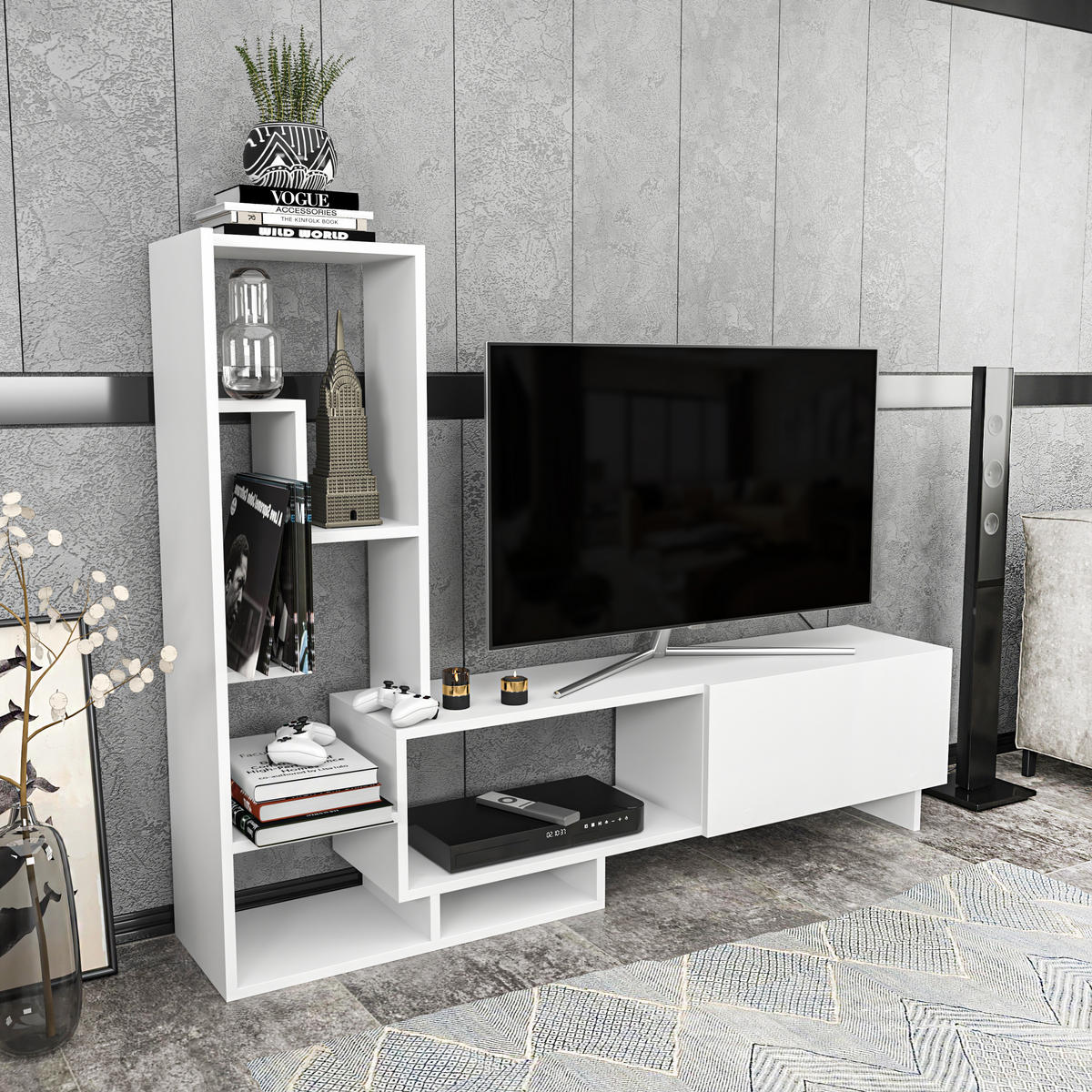 TV-ELEMENT Pegai Weiß - Weiß, Holzwerkstoff (120/40/29.5cm) - Decorotika