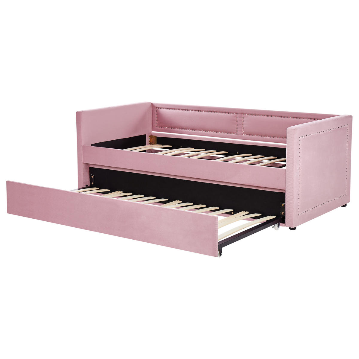 TAGESBETT 90/200 cm Rosa Mimizan - Pink, Naturmaterialien/Textil (90/200cm) - Beliani