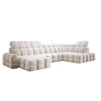 ECKSOFA TOLLO Salvador-stoff U-form 400x217x105 cm creme - Creme, Holz/Textil (217/400cm) - DomoHome