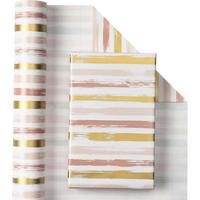 GESCHENKPAPIERROLLE Rosa/Goldene Linien 43,2 cm x 10 m - Multicolor, Papier (43.2/43.2/43.2cm)