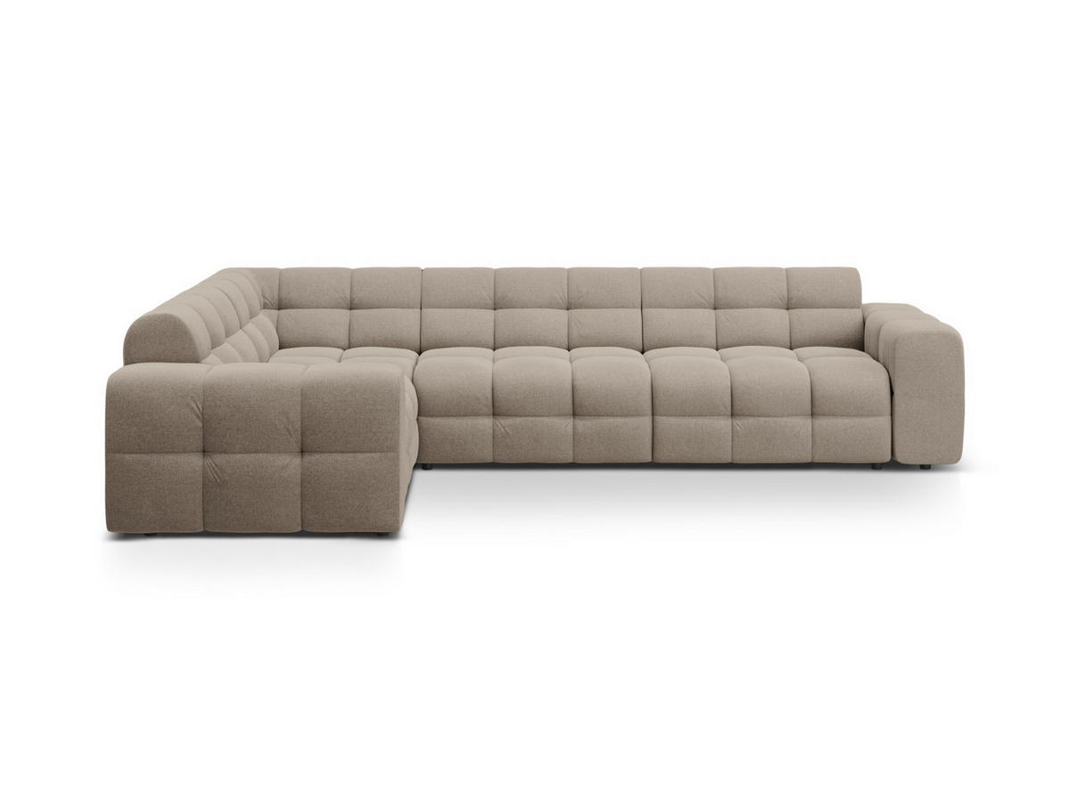 ECKSOFA links Kendal aus strukturiertem Stoff dunkelbeige 6 Sitzplätze - Mokka, Textil (231/332cm) - Micadoni