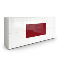 SIDEBOARD Rova Weiß Hochglanz / Bordeaux Hochglanz - Weiß Hochglanz, Holzwerkstoff (166/72/35cm) - Vladon
