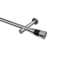GARDINENSTANGEN-SET Prestige Tanara 100 cm, 1-läufig (ohne Ringe), 20 mm Ø Chrom - Chromfarben/Schwarz, Metall (100cm) - INTERDECO