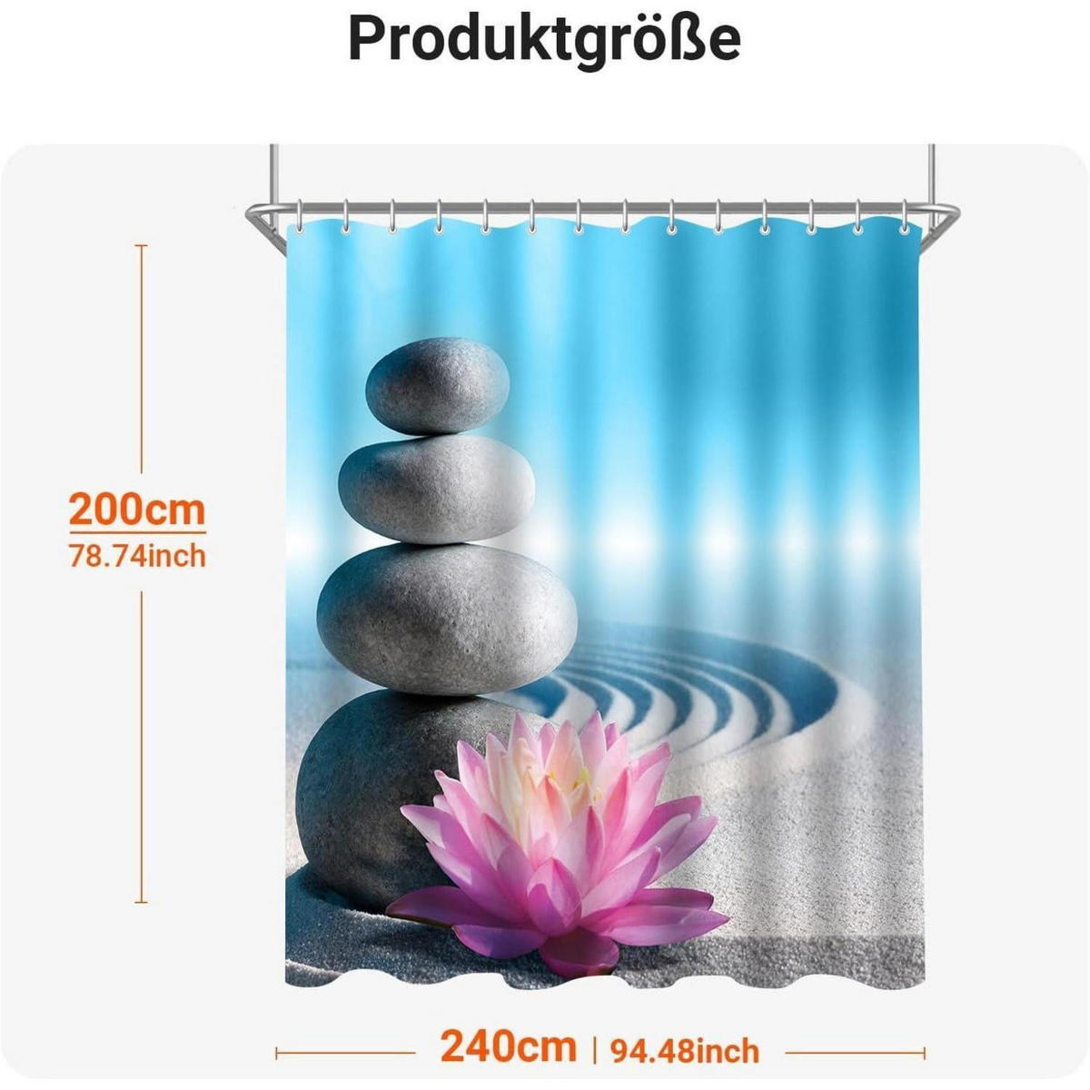 DUSCHVORHANG Kieswüste 240 x 200 cm - Multicolor, Textil (240/200cm)
