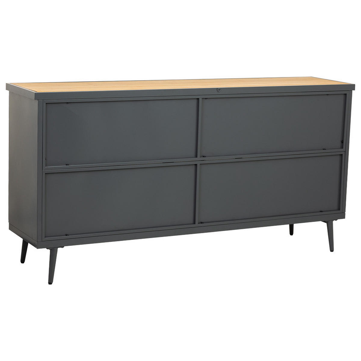 HOLZ-METALLSCHRANK mit Glas 160x36x80 cm - Schwarz, Holz (160/80/36cm) - Wanderlust