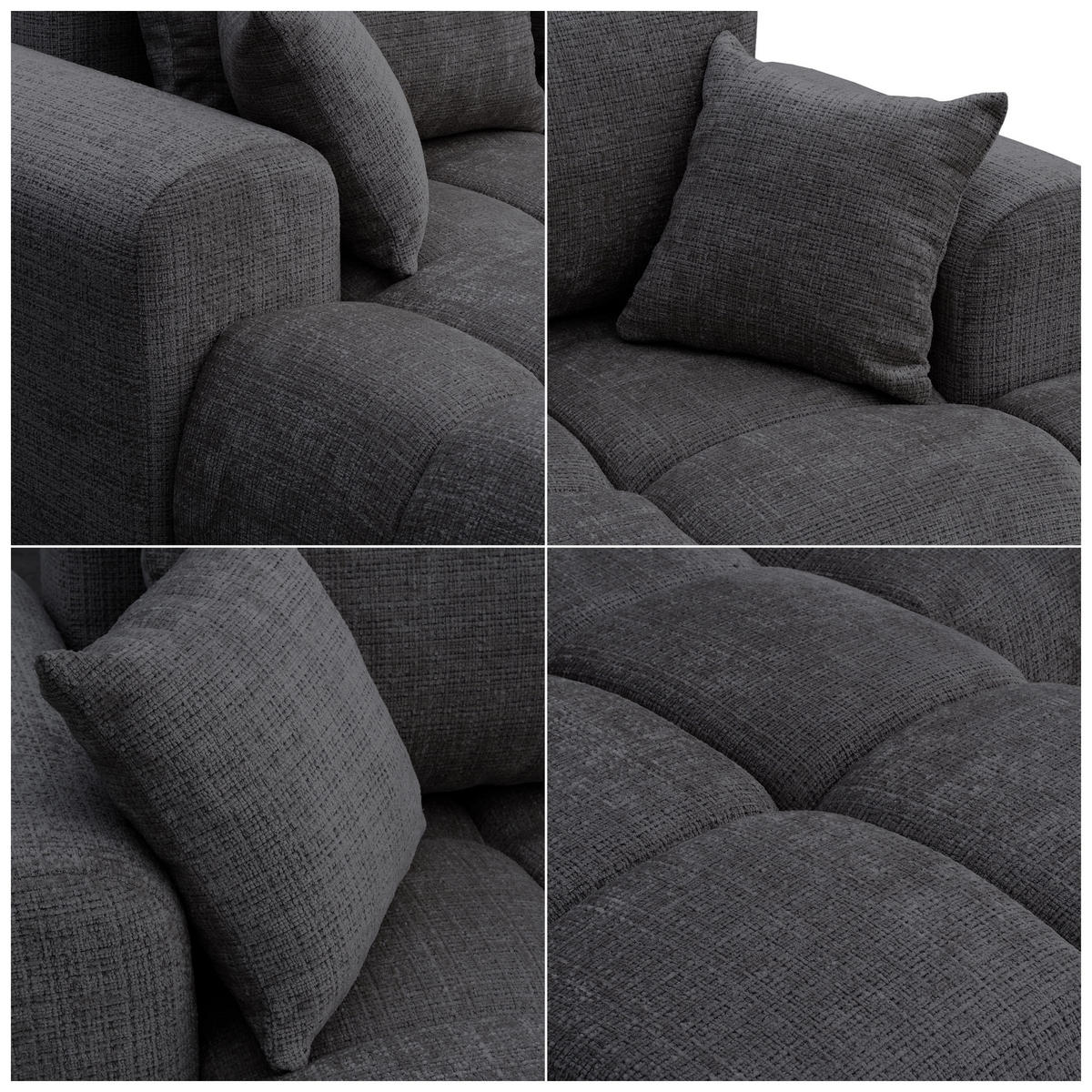 ECKSOFA MILANO mit Schlaffunktion und Bettkasten Dunkelgrau - Dunkelgrau, Holzwerkstoff/Kunststoff (250/90cm) - Idohome