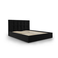 BETT mit Bettkasten und Kopfteil Phaedra aus Samt schwarz 160x200cm - Schwarz, Textil (160/200cm) - Micadoni
