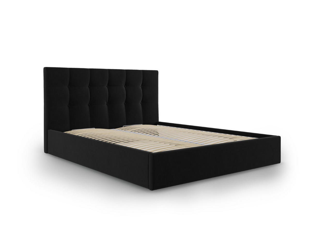 BETT mit Bettkasten und Kopfteil Phaedra aus Samt schwarz 160x200cm - Schwarz, Textil (160/200cm) - Micadoni