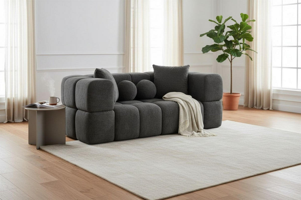 SOFA 3-sitzer Vega - Dunkelgrau, Holzwerkstoff/Textil (250/77/103cm) - Fun Möbel