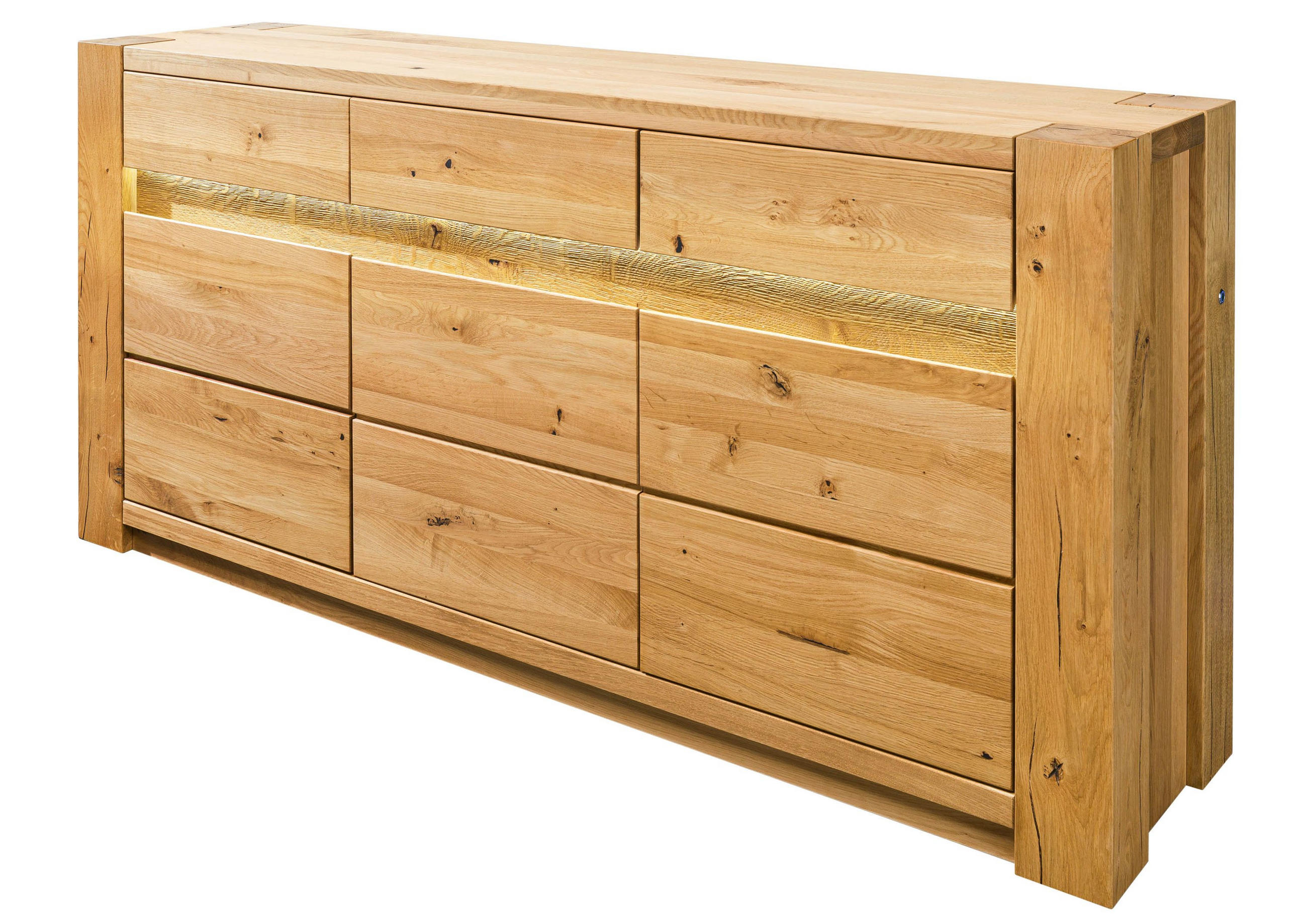 SIDEBOARD Wildeiche 173x40x85 natur geölt KENT #108 - Hellbraun, Holz (173/85/40cm) - Massivmoebel24