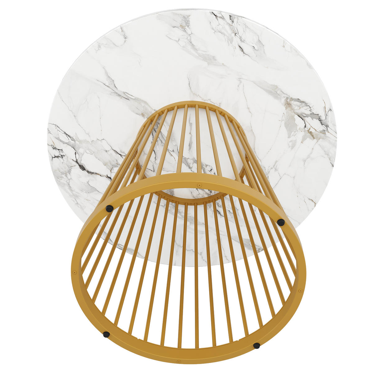 ESSTISCH 80x80x76 cm in Gold und Weiß aus MDF mit Marmoroptik - Weiß, Holzwerkstoff (80/80/76cm) - Modfu