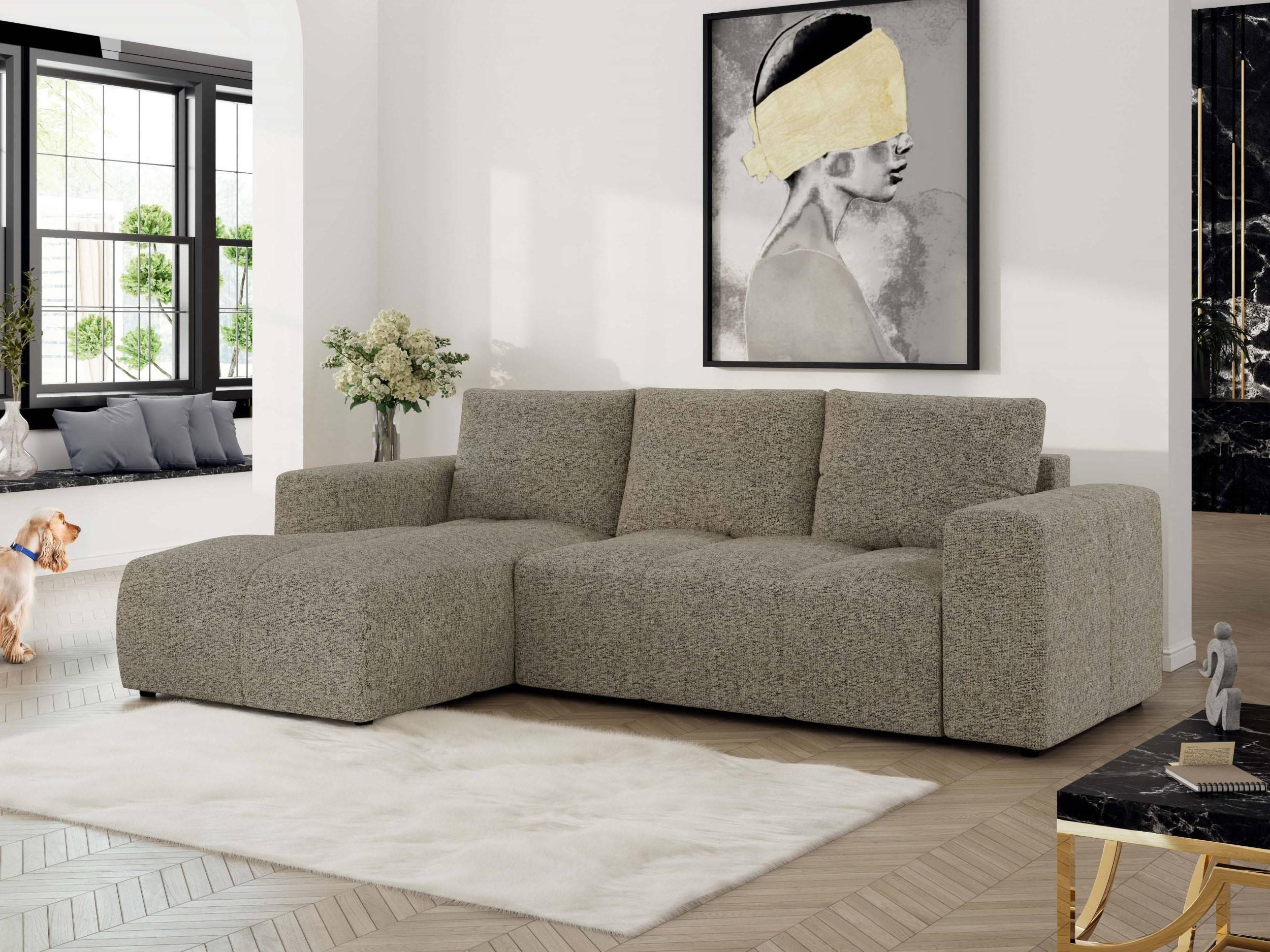 ECKSOFA MONIVA Dunkelbeige Strukture - Links - Taupe/Beige, Textil (164/266cm) - MKS