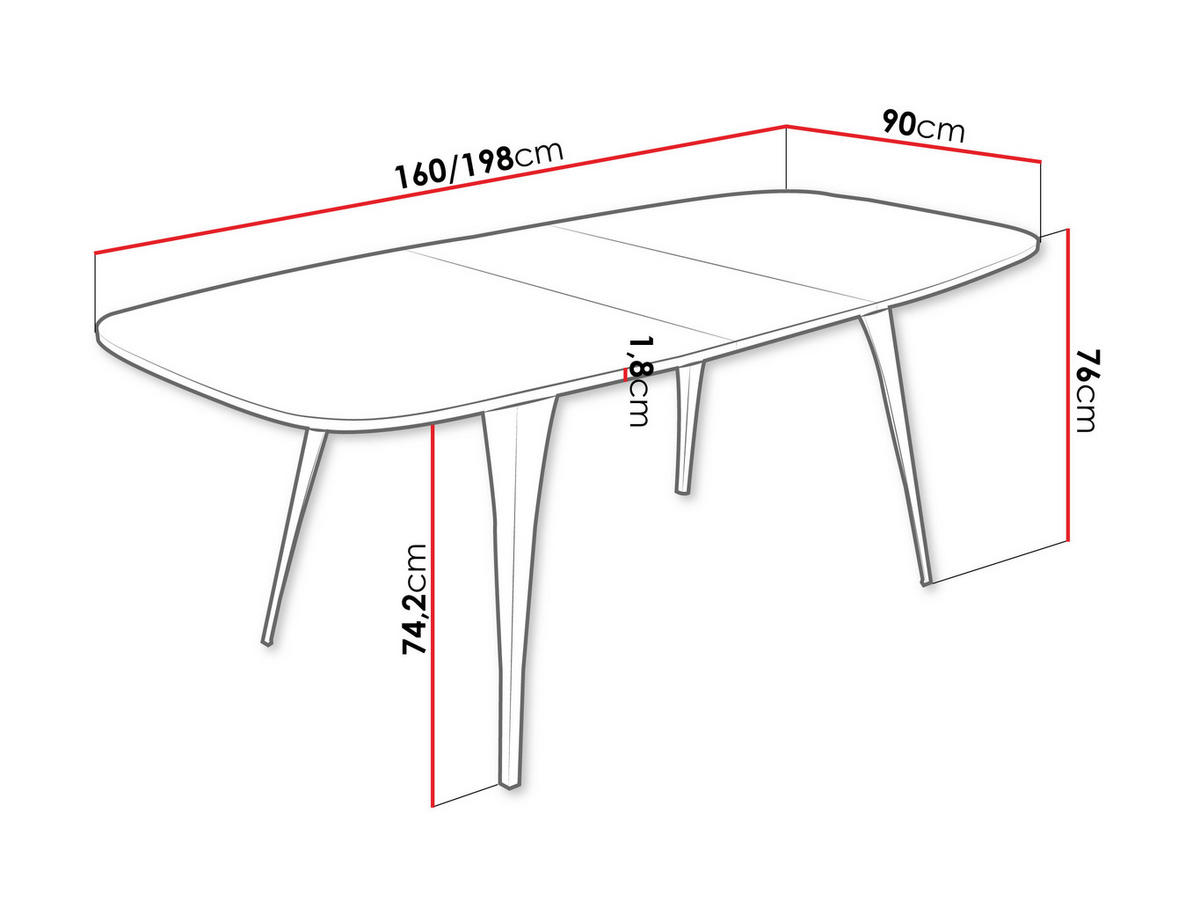 ESSTISCH Aura 160 - Eichefarben/Schwarz, Holzwerkstoff/Metall (90/160/76cm) - MIRJAN24