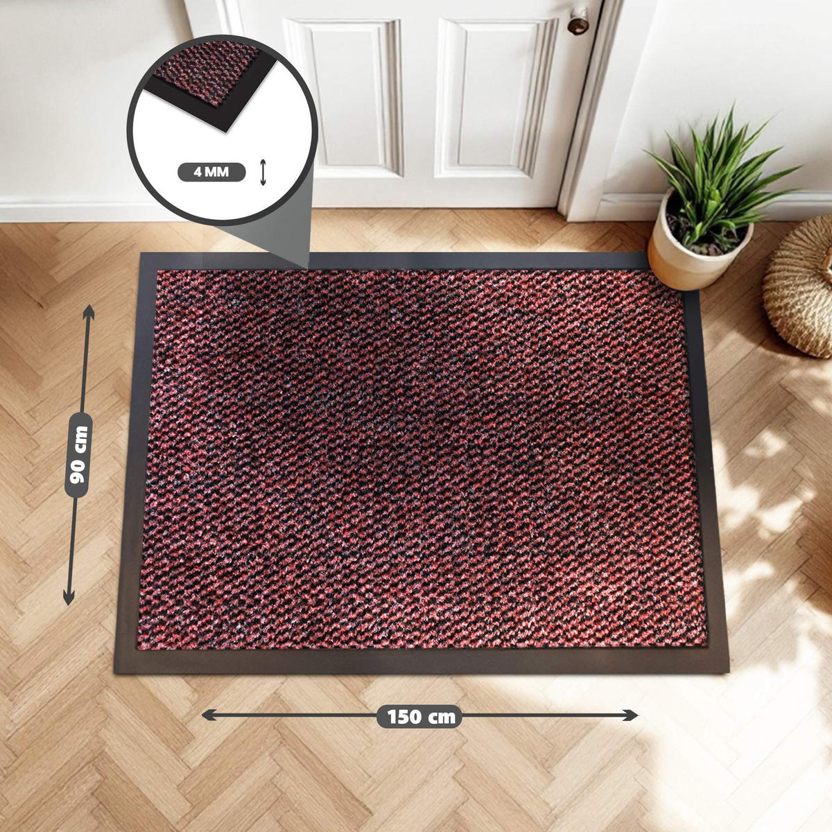 SCHMUTZFANGMATTE PALERMO - Rot, Textil (90/150cm) - WohnDirect