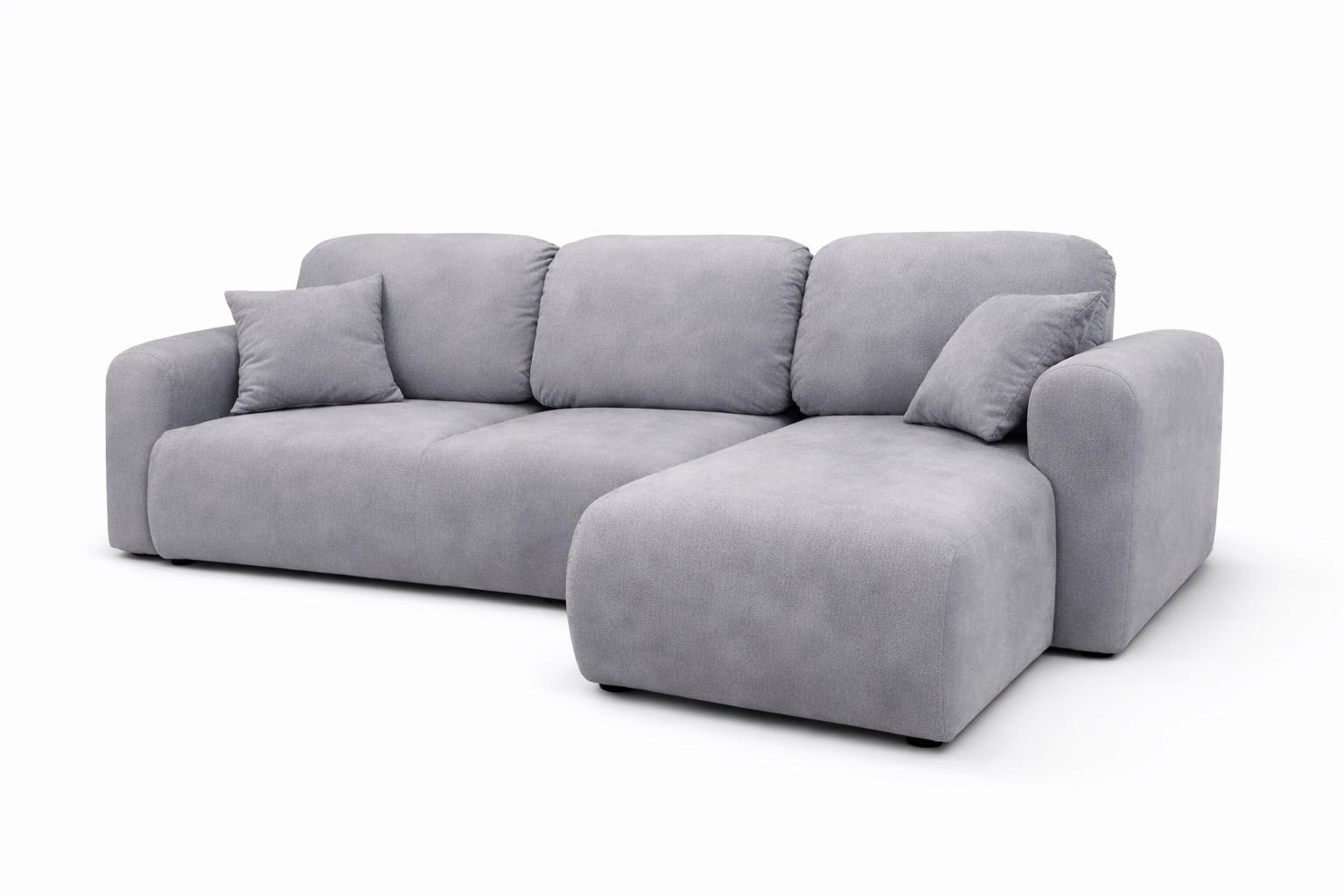ECKSOFA Mit Schlaffunktion Und Bettkasten, Sofa L-Form Bingo L, Veloursstoff Salvador, Grau, Rechts - Grau, Holz (250/142cm) - Kaiser Möbel