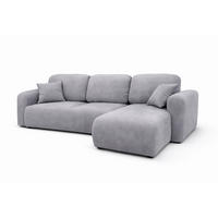 ECKSOFA Mit Schlaffunktion Und Bettkasten, Sofa L-Form Bingo L, Veloursstoff Salvador, Grau, Rechts - Grau, Holz (250/142cm) - Kaiser Möbel