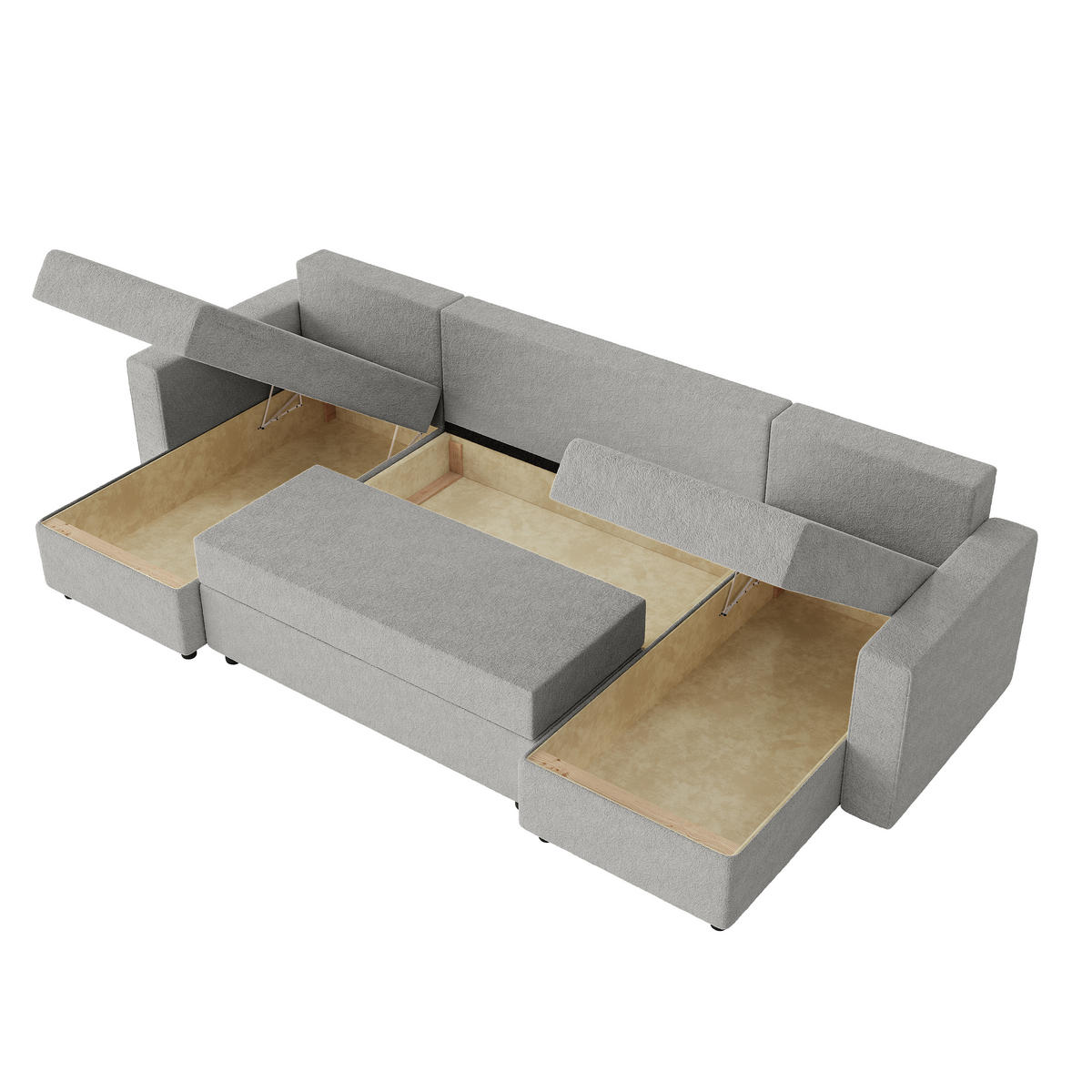 WOHNLANDSCHAFT Goka Lux U mit Schlaffunktion, Grau - Grau, Textil (298/72/146cm) - Fedve