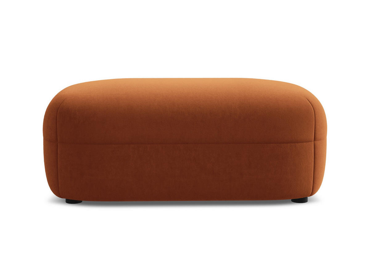 POUF Samt Stoff Orange - Terra cotta/Schwarz, Kunststoff/Textil (92/40/48cm) - Makamii