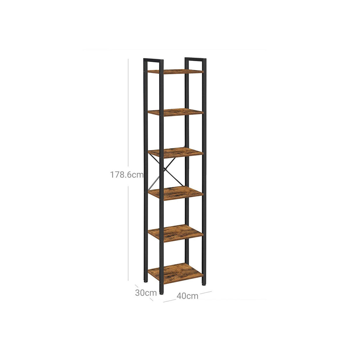 BÜCHERREGAL - Braun, Holzwerkstoff (30/188/40cm) - Hansiro