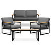 GARTENSET TRIBO Industriestil für 4 Personen, schwarz - Schwarz/Grau, Metall - KONSIMO®