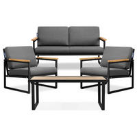 GARTENSET TRIBO Industriestil für 4 Personen, schwarz - Schwarz/Grau, Metall - KONSIMO®