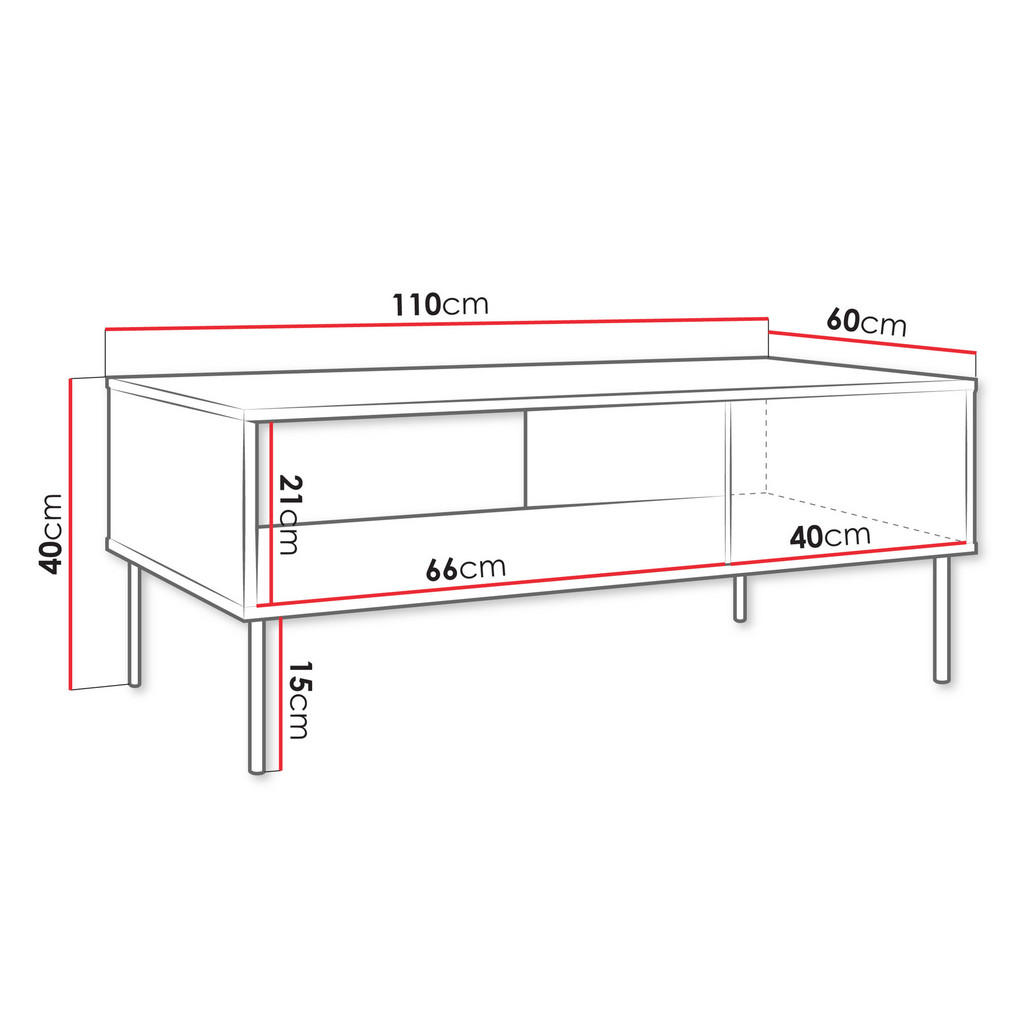 Thumbnail - Mirjan24 Couchtisch, Grün, Holzwerkstoff, Rechteckig, 110x40x60 cm, Wohnzimmer, Wohnzimmertische, Couchtische