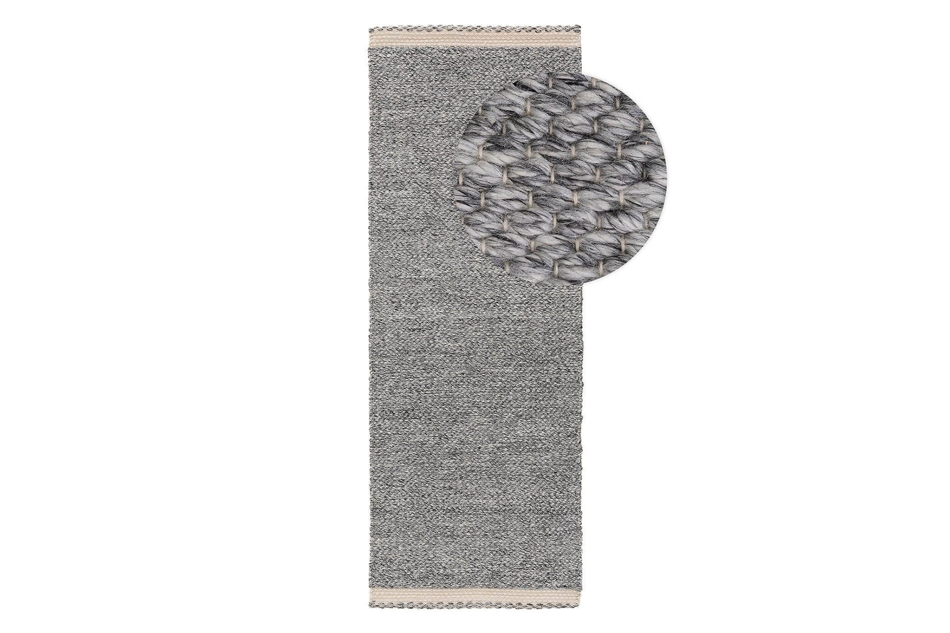 TEPPICH aus recyceltem Material Kiah Grau 70x200 cm - Grau, Textil (70/1cm) - KUNSTLOFT