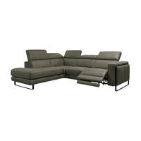 ECKSOFA Marchesi Echtleder mit 1 x Relaxfunktion Greige - Greige, Leder/Metall (220/80/257cm)
