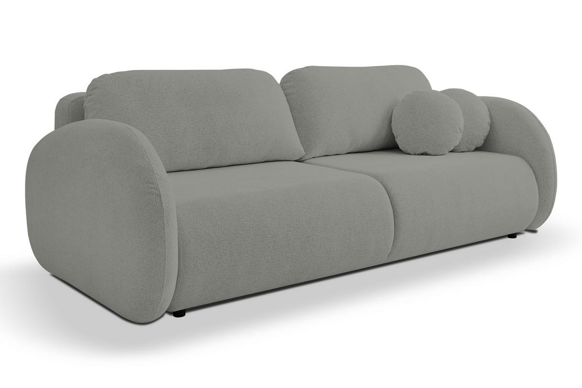 SOFA LOOP Schlaffunktion & Bettkasten PUR-Schaum Schwarze Kunststofffüße skandinavischer Stil lose Rückenkissen freistehend 234x112x86 cm Dark grey - Dunkelgrau, Holz/Textil (234/86/112cm) - DomoHome