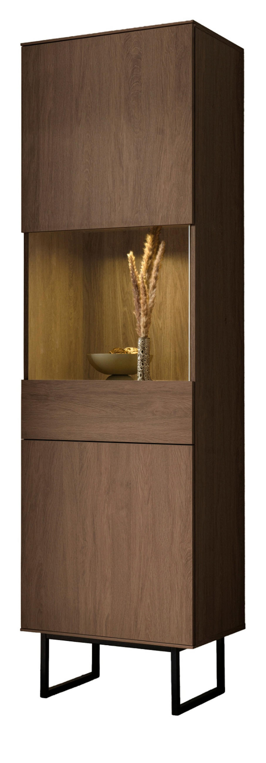 Furn.Design Vitrine Nussbaum 58x200x40 cm