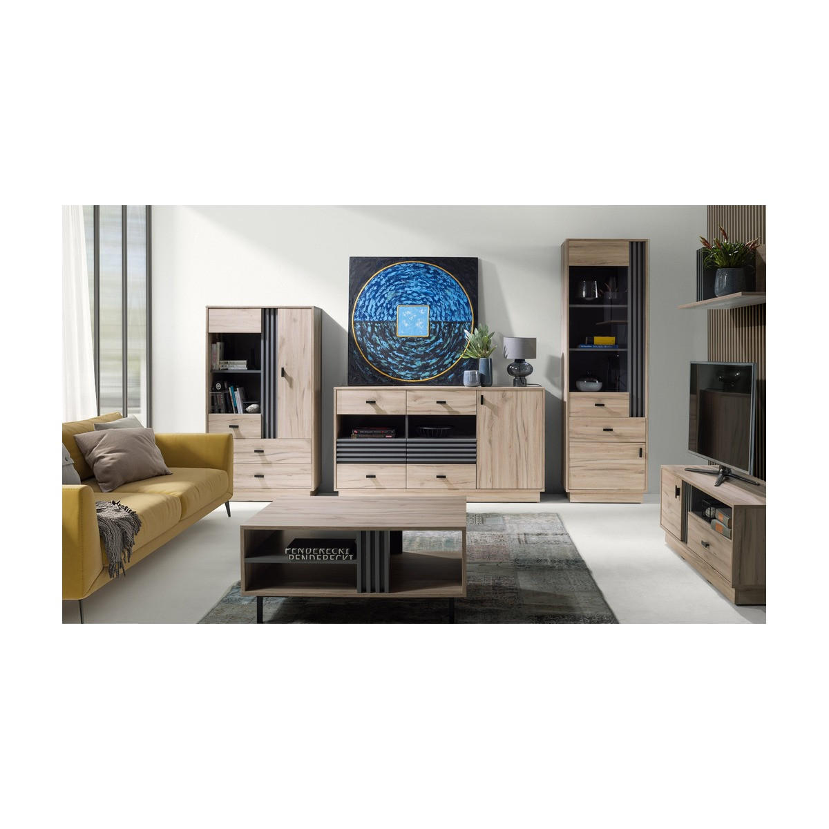 WOHNZIMMER Set – ALLMO System – Eichefarben - Eichefarben, Holzwerkstoff (60/195/40cm) - hi-markt