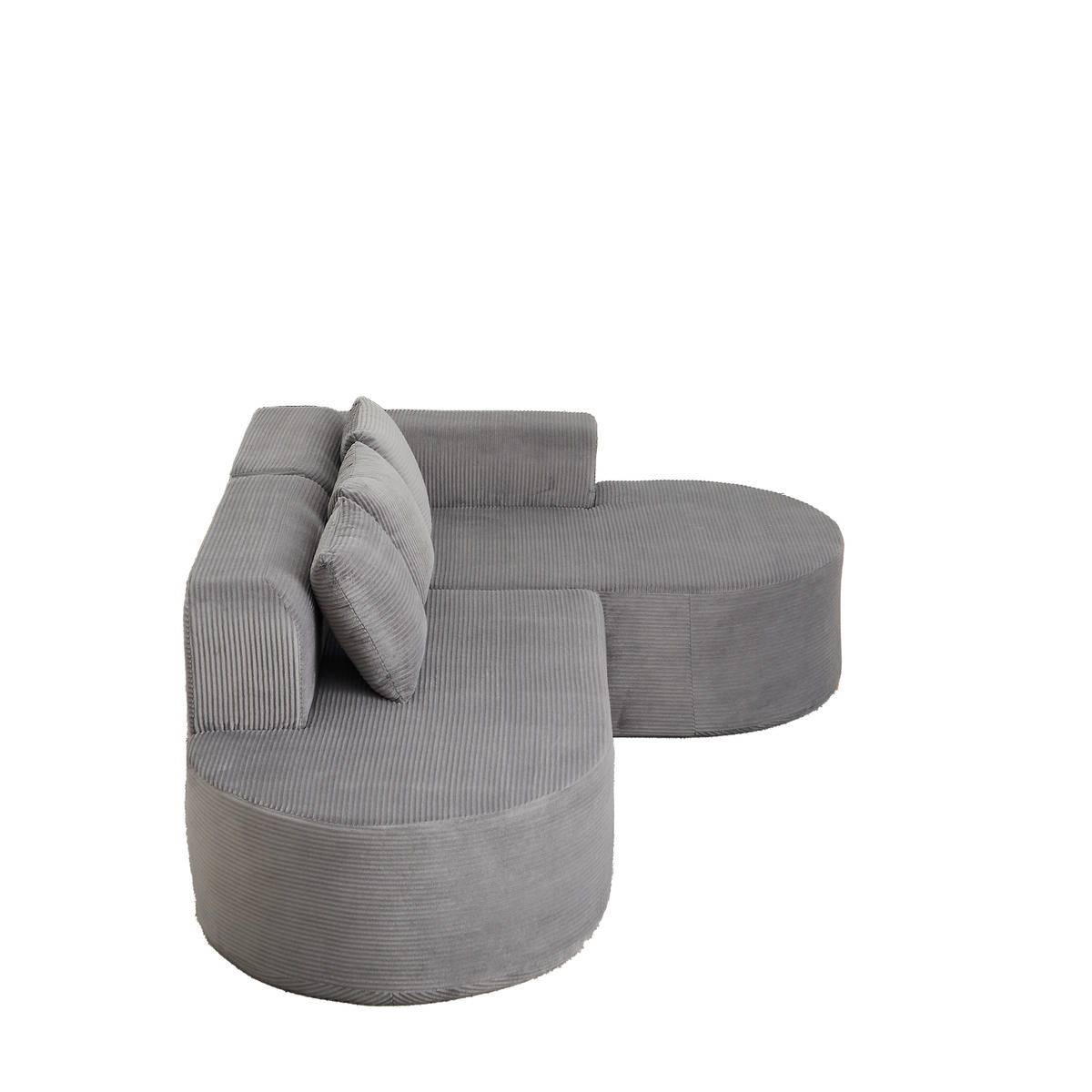 ECKSOFA 220/155/70 cm Grau Cord mit 3 Kissen, Rechte Seite - Grau, Textil (220/155cm) - Oxeza