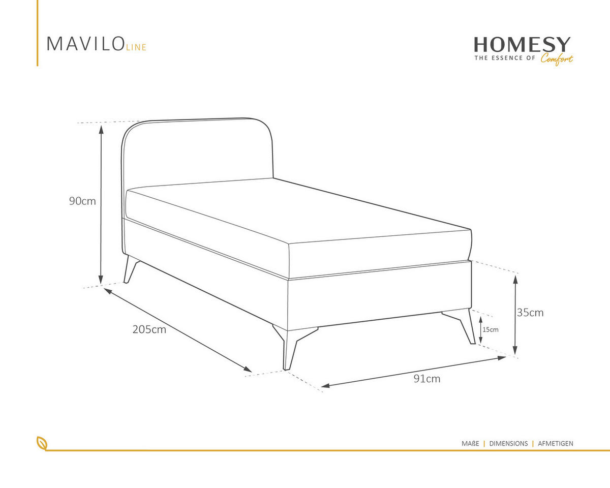 POLSTERBETT Mavilo 90 x 200 cm mit Bettkasten und Lattenrost, Taschenfederkernmatratze mit Kokos 20cm - grau - Grau, Holz (90/200cm) - Homesy