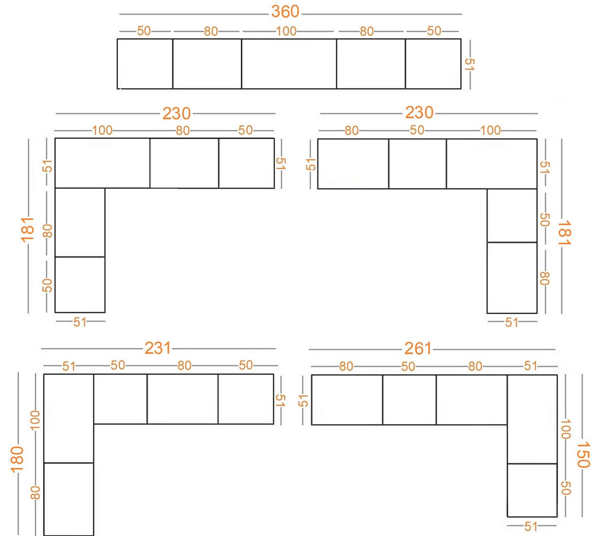 GARDEROBENSCHRANK OFFEN TRES X/C CASHMERE 360/206/51 cm - Kaschmir, Holzwerkstoff (360/206/51cm) - Marmex Möbel