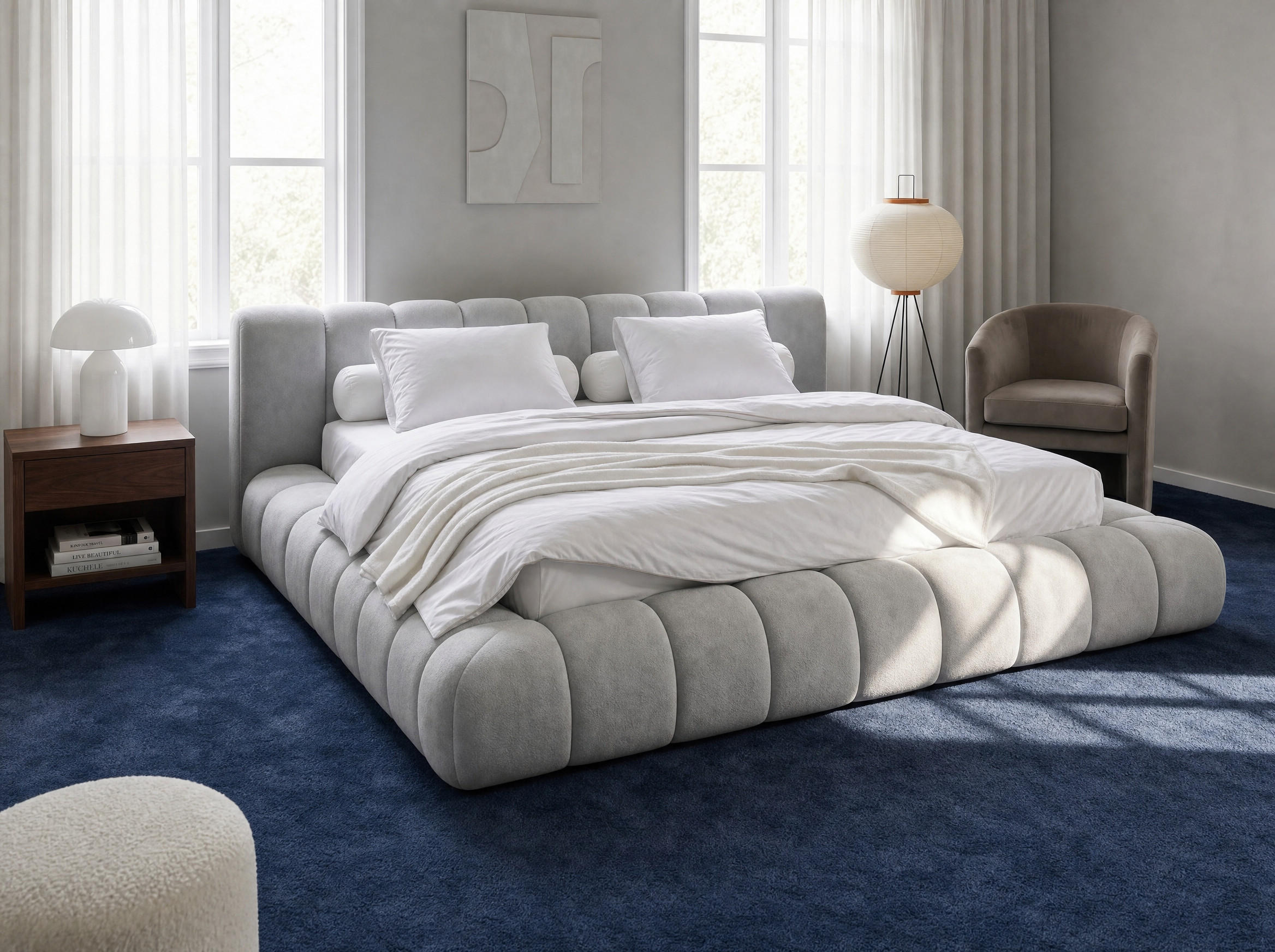 POLSTERBETT Adore Hellgrau 160/200 cm Samt mit Bettkasten - Hellgrau, Textil/Metall (160/200cm) - wonello