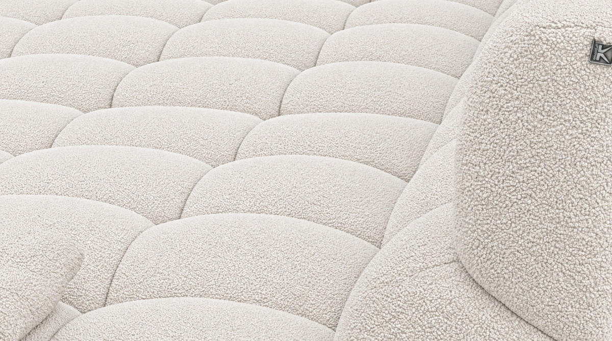 BIG SOFA AMIA Beige Bouclé - Beige/Schwarz, Kunststoff/Textil (290/86/178cm) - KAWOLA