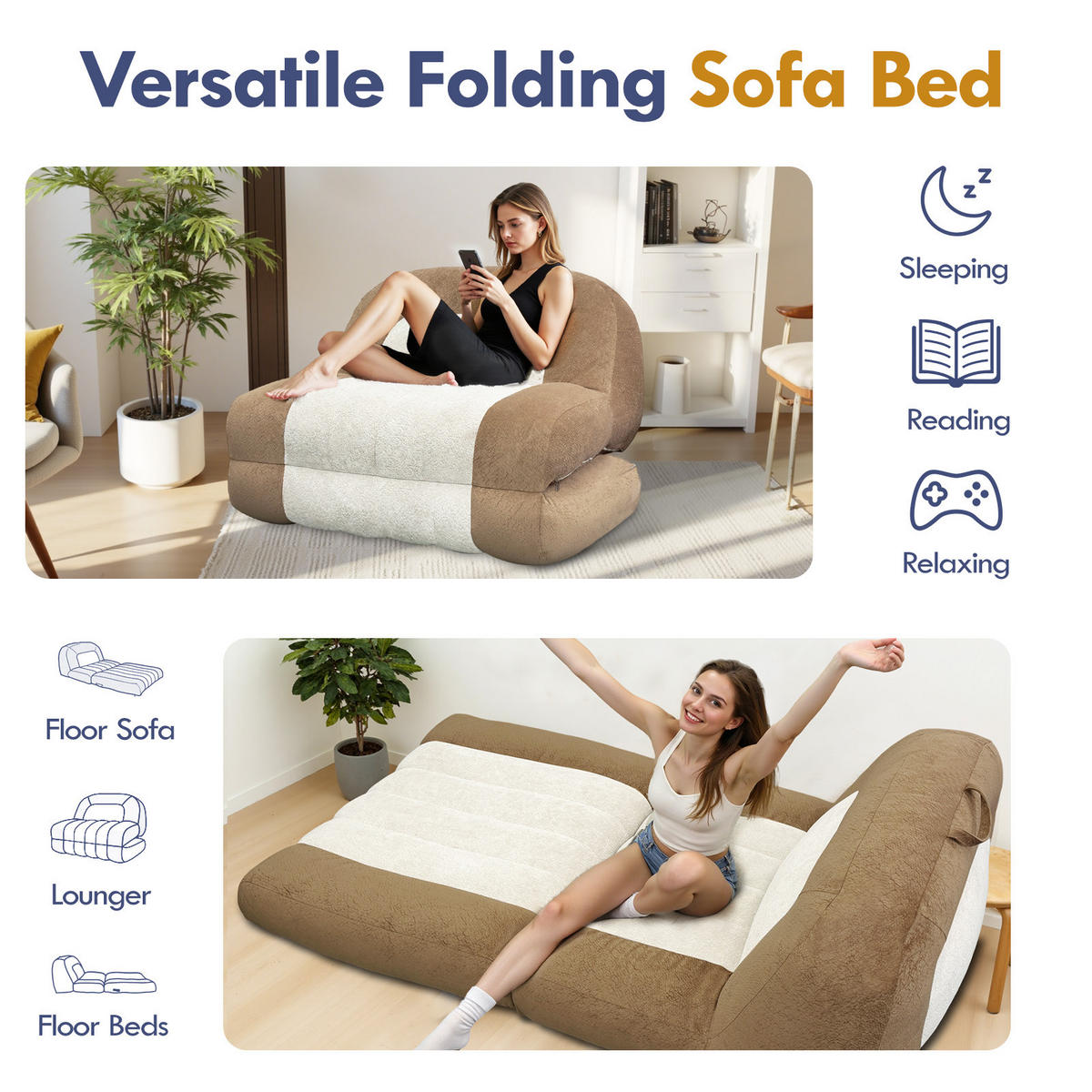 SCHLAFSESSEL Beige 100cm - Beige, Textil (100/96/90cm) - Vercart