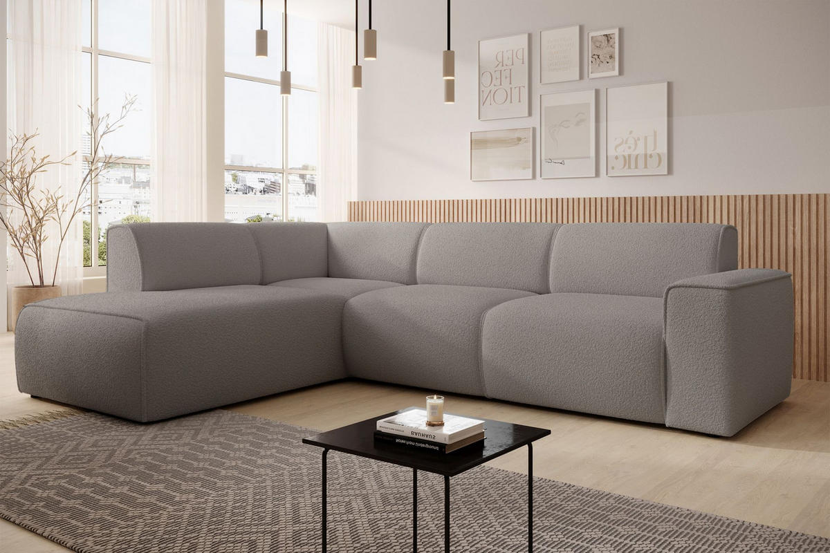 ECKSOFA Bouvi Graubraun links - Graubraun/Schwarz, Kunststoff/Textil (292/220cm) - Selsey