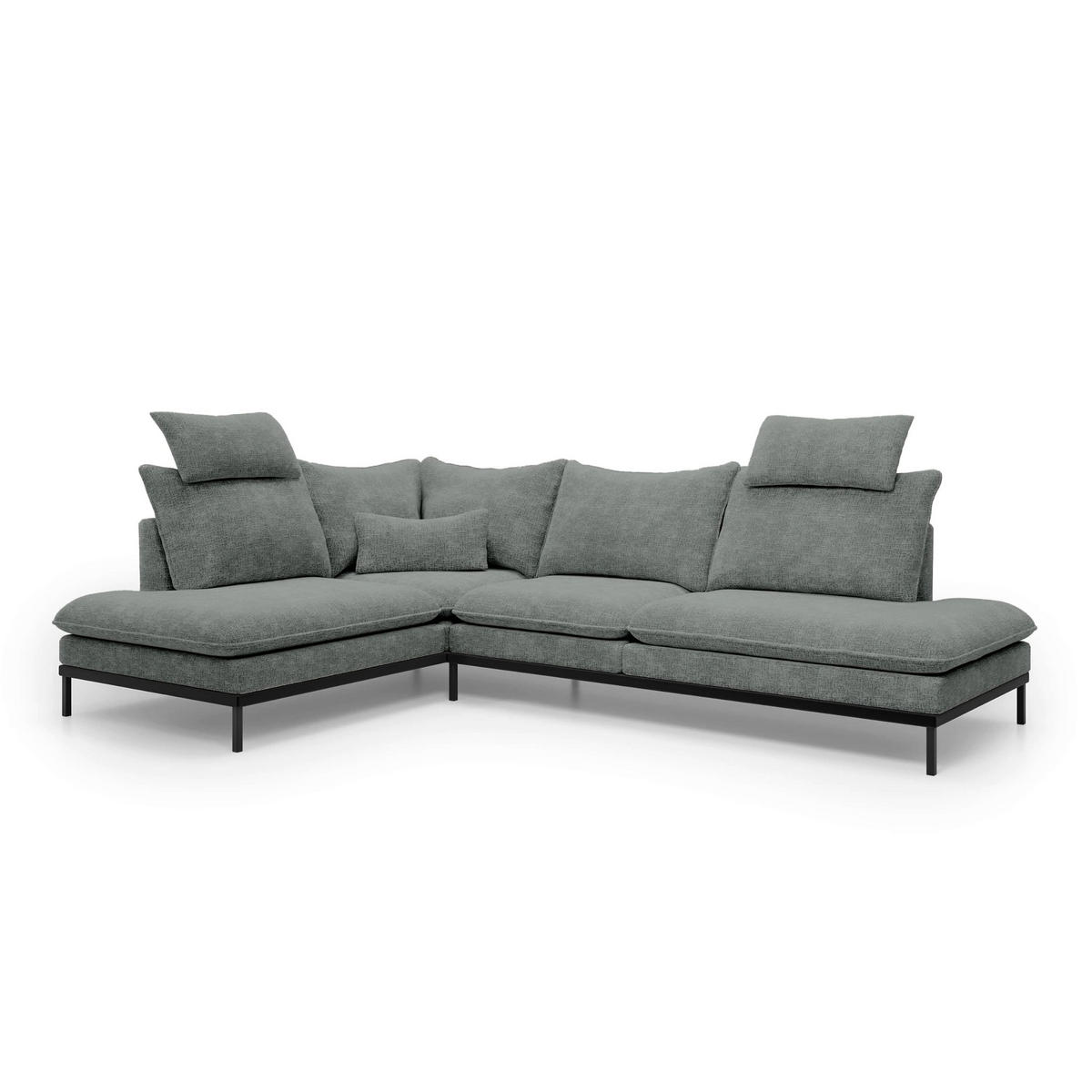 ECKSOFA Leafy Grau 293 cm - Grau, Textil (293/90/198cm) - Pillovely
