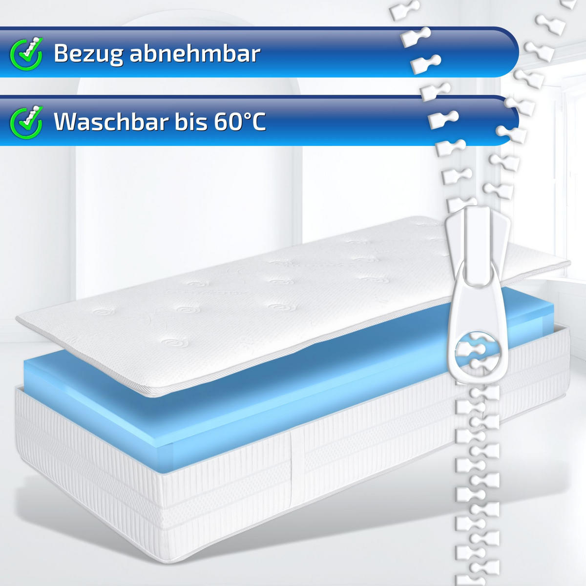 BOXSPRINGMATRATZE Terra Med Box 160 x 200 cm 33 cm Höhe H2 7 Zonen Integriertem Topper - Weiß, Textil (160/200cm) - Matratzen Perfekt