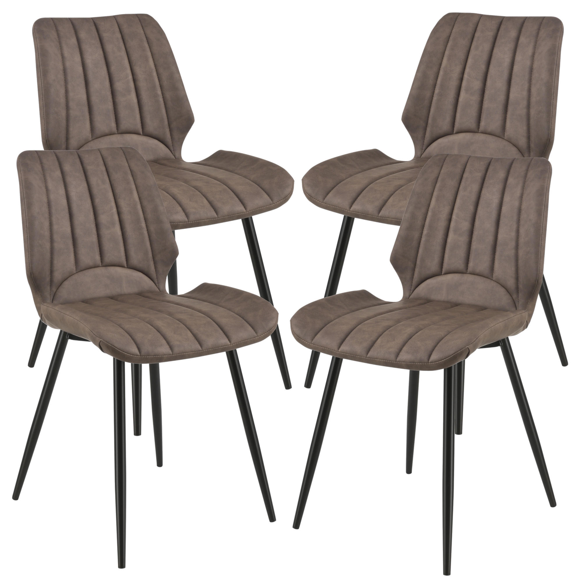 ESSZIMMERSTUHL Mendoza 4er Set - Braun, Leder (58/77/46cm) - [en.casa]