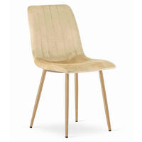 ESSZIMMERSTUHL Beigefarbener Velours, Sitzpolster, Metallfüße in Holzoptik, Modernes Design - Beige, Textil (46/86/56cm) - Best For Home