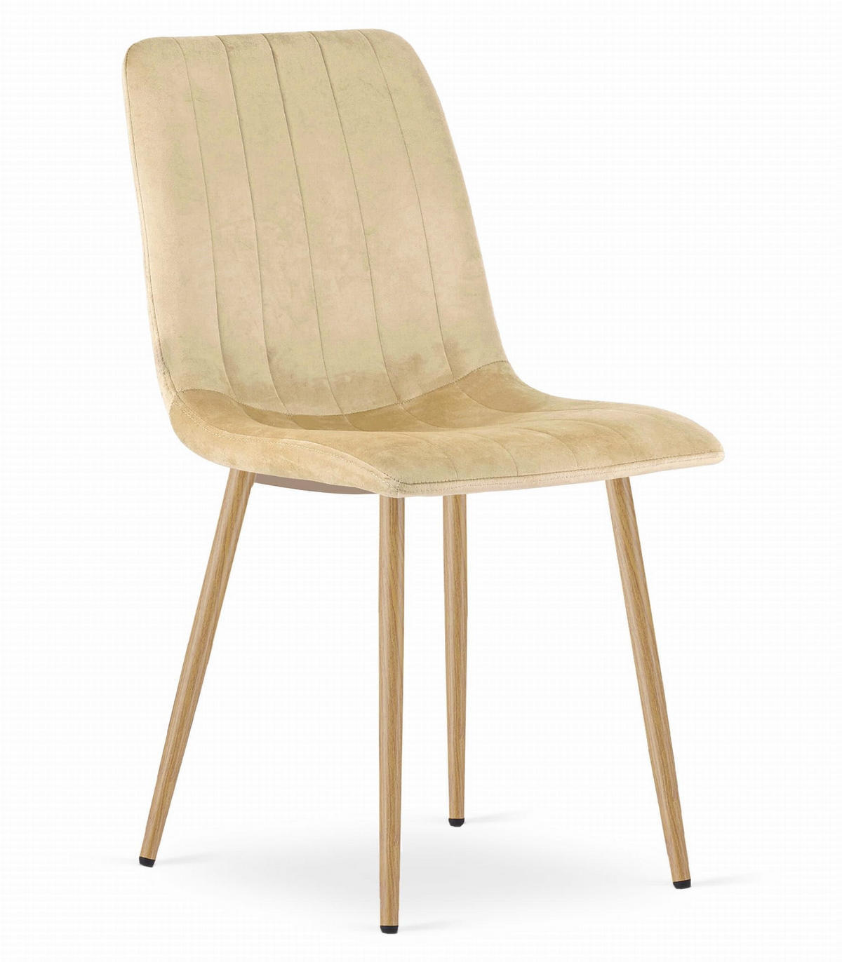 ESSZIMMERSTUHL Beigefarbener Velours, Sitzpolster, Metallfüße in Holzoptik, Modernes Design - Beige, Textil (46/86/56cm) - Best For Home