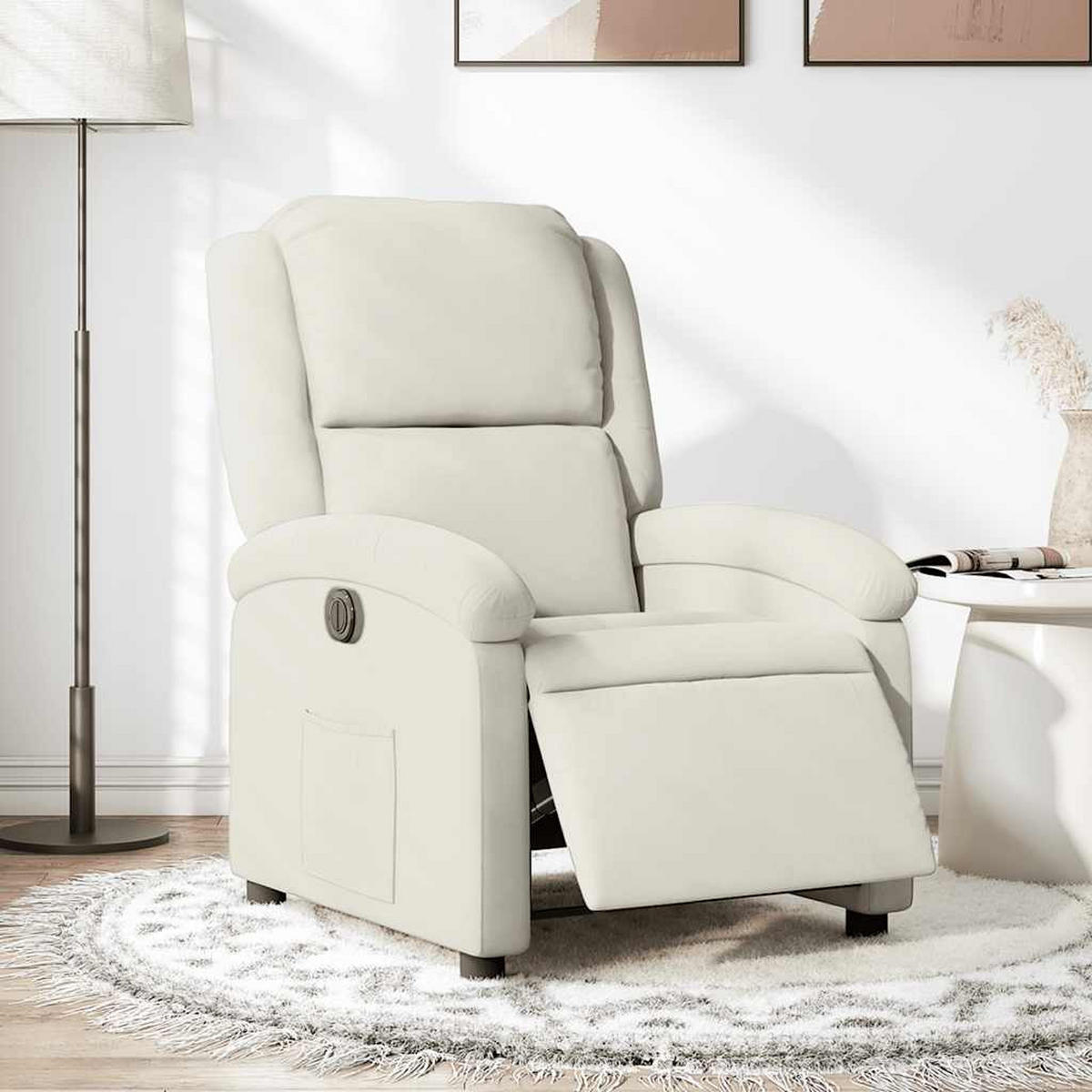 RELAXSESSEL Elektrisch Creme Samt - Creme, Textil (86.5/99.5/71cm) - vidaXL