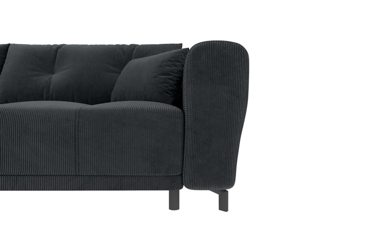 ECKSOFA Massimo Cordstoff Graphitfarben inkl. Schlaffunktion Links - Schwarz/Graphitfarben, Textil/Metall (246/177cm) - 99rooms
