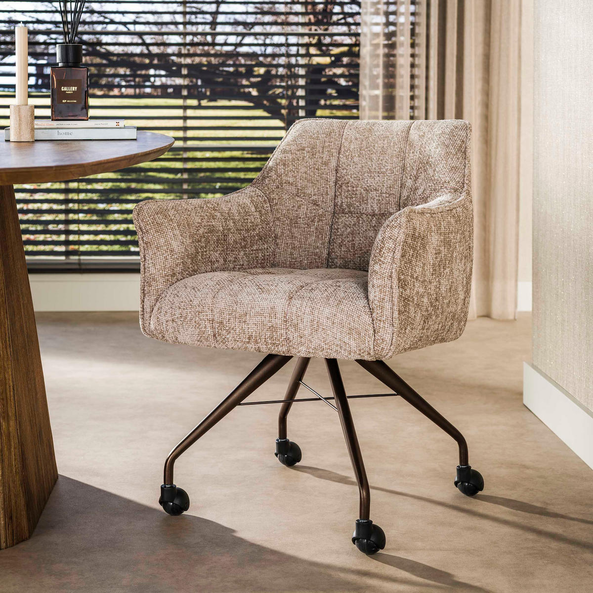 ESSZIMMERSTÜHLE Raster Beige 67/62/82 cm - 2er-Set - Beige, Textil (62/82/67cm) - Hoyz Collection